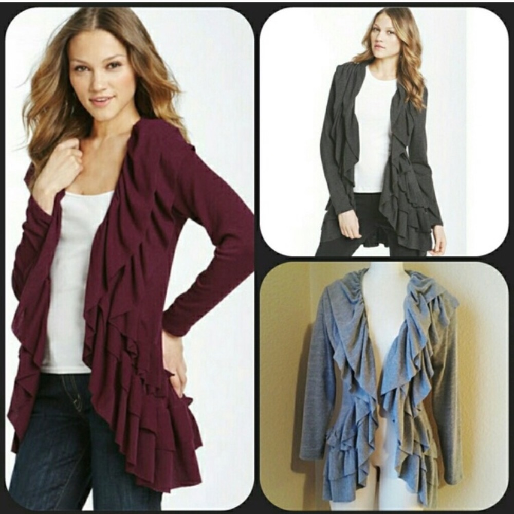 Sweet Pea fuchsia ruffled cardigan